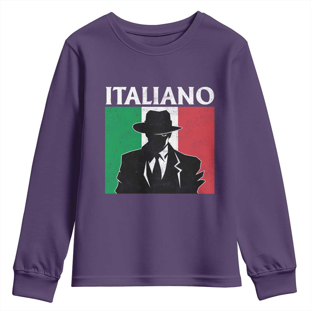 Italiano Italian Mafia Sicilian Gangster Italy Flag Youth Sweatshirt TS11 Purple Print Your Wear