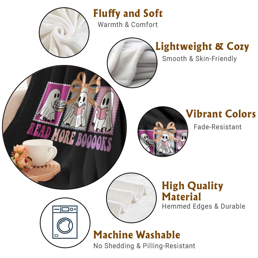 Halloween Teacher Throw Blanket Read More Boooooks Cute Ghost Reading Books TS11 Print Your Wear