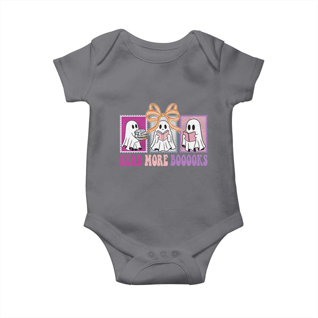 Halloween Teacher Baby Onesie Read More Boooooks Cute Ghost Reading Books TS11 Charcoal Print Your Wear