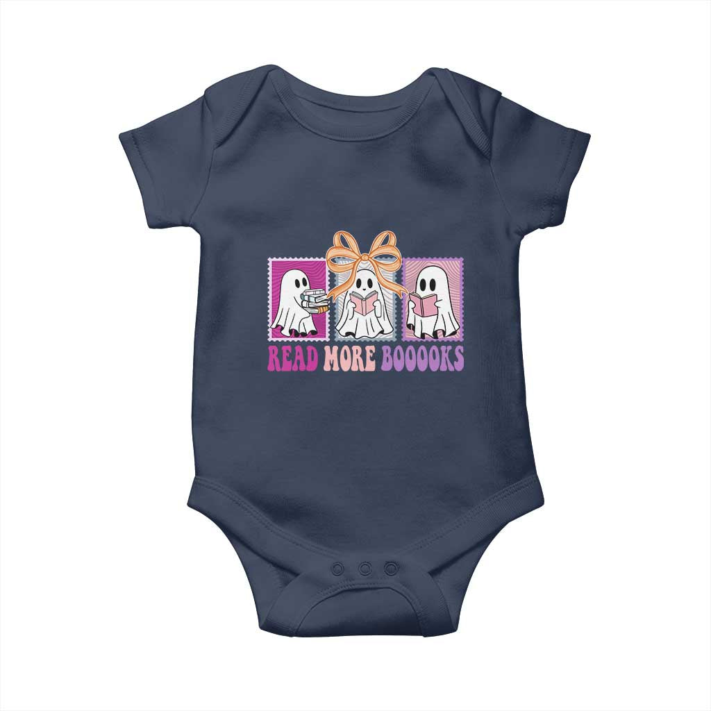 Halloween Teacher Baby Onesie Read More Boooooks Cute Ghost Reading Books TS11 Navy Print Your Wear