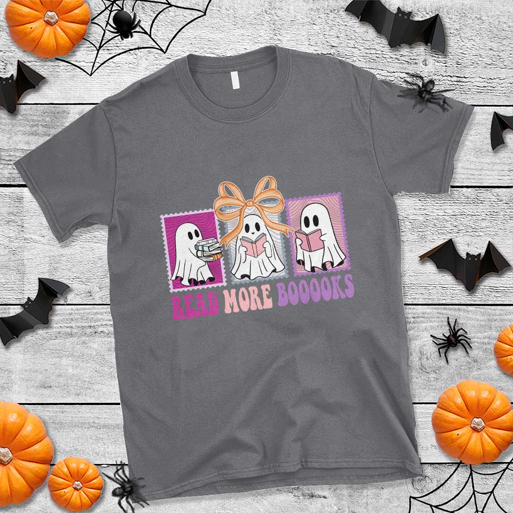 Halloween Teacher T Shirt Read More Boooooks Cute Ghost Reading Books TS11 Charcoal Print Your Wear