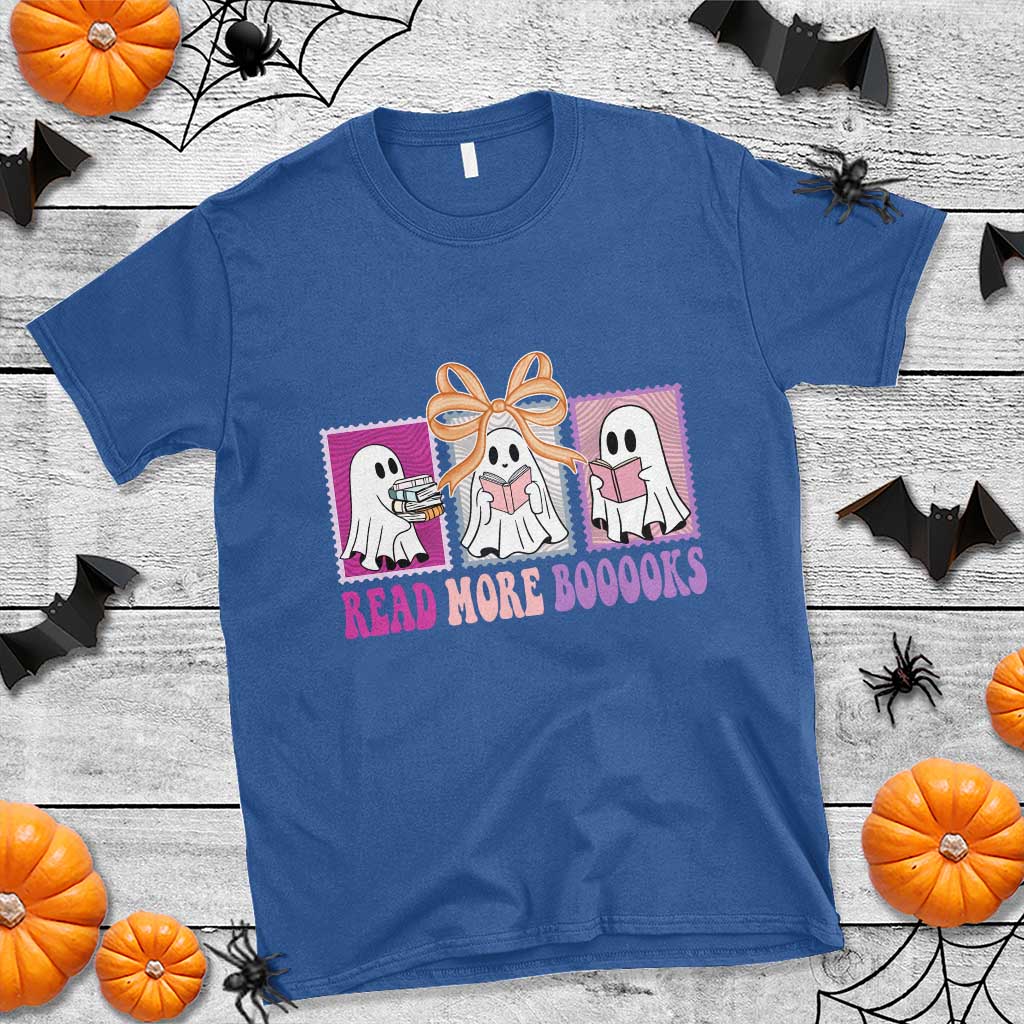 Halloween Teacher T Shirt Read More Boooooks Cute Ghost Reading Books TS11 Royal Blue Print Your Wear