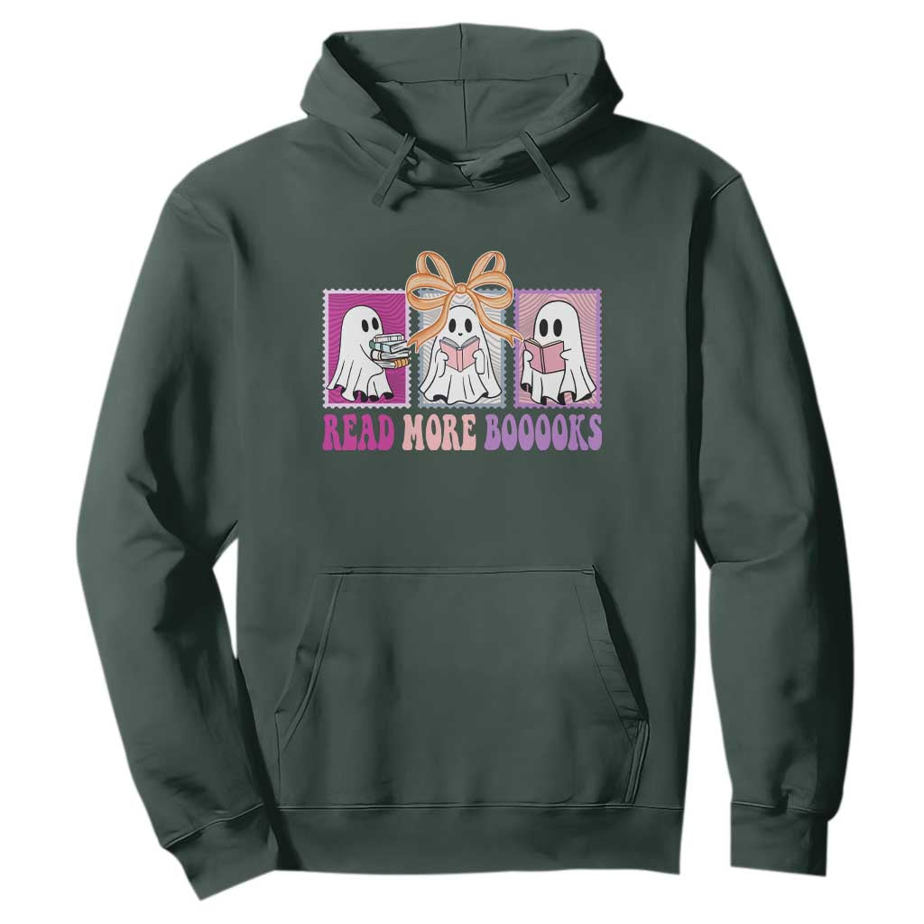 Halloween Teacher Hoodie Read More Boooooks Cute Ghost Reading Books TS11 Dark Forest Green Print Your Wear