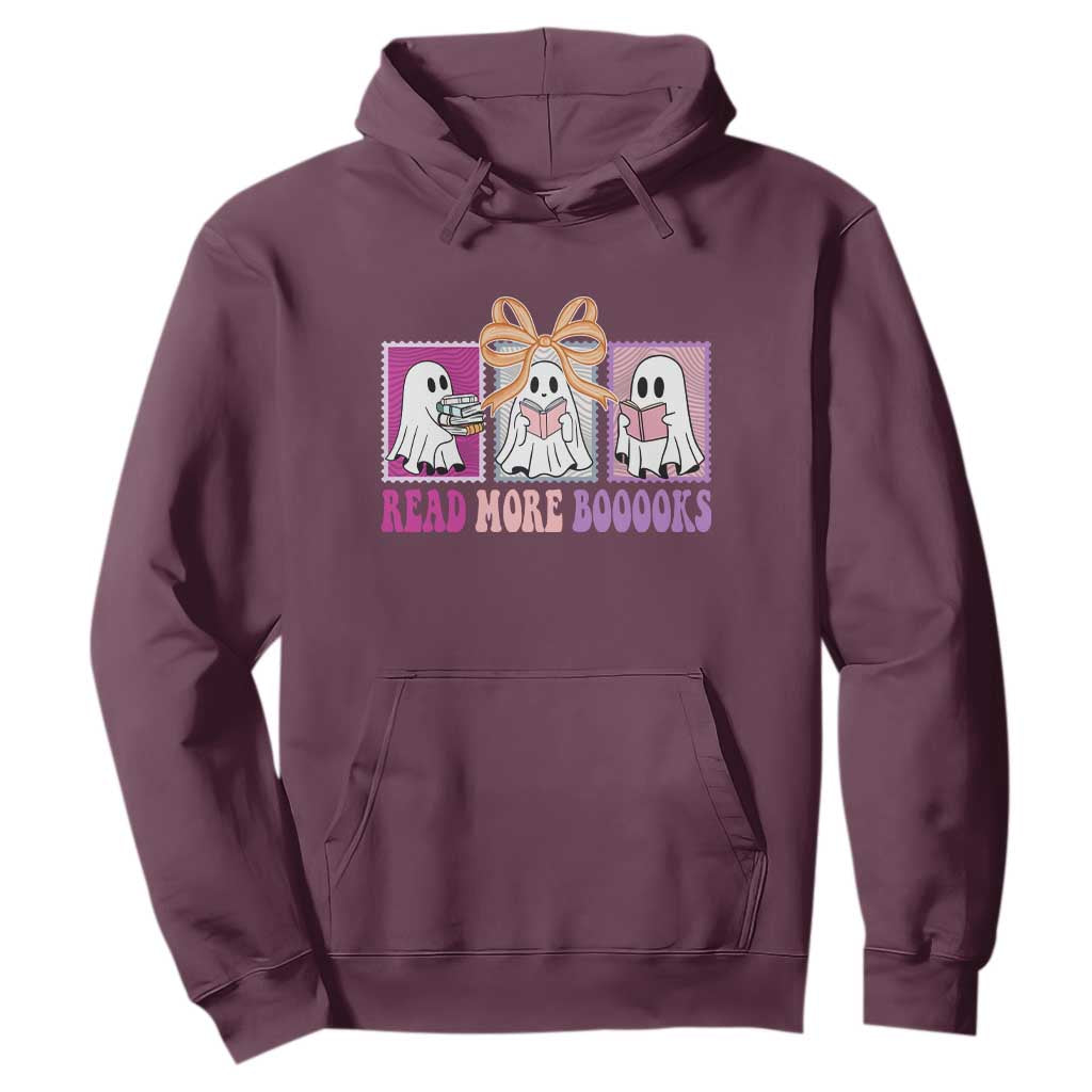 Halloween Teacher Hoodie Read More Boooooks Cute Ghost Reading Books TS11 Maroon Print Your Wear