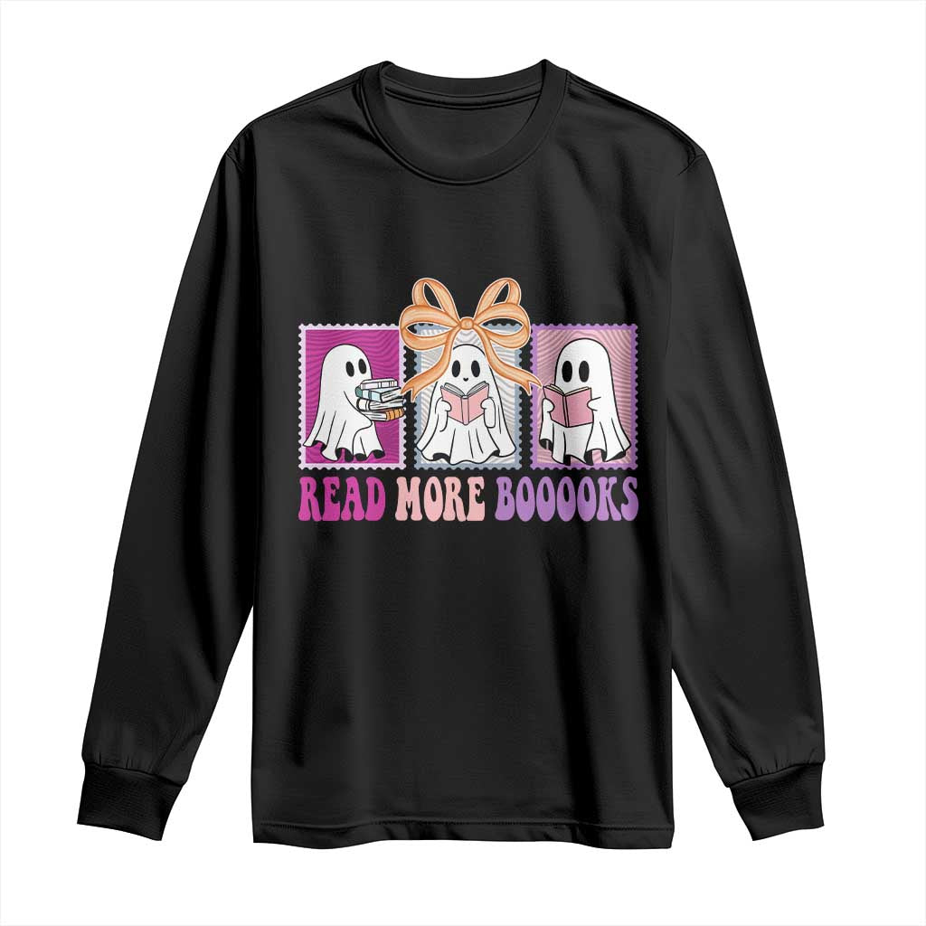 Halloween Teacher Long Sleeve Shirt Read More Boooooks Cute Ghost Reading Books TS11 Black Print Your Wear