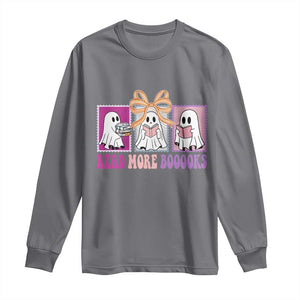 Halloween Teacher Long Sleeve Shirt Read More Boooooks Cute Ghost Reading Books TS11 Charcoal Print Your Wear