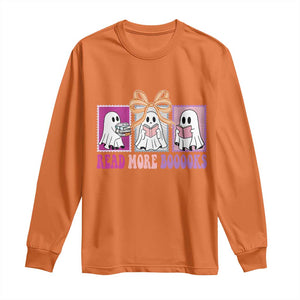 Halloween Teacher Long Sleeve Shirt Read More Boooooks Cute Ghost Reading Books TS11 Orange Print Your Wear