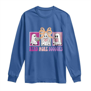 Halloween Teacher Long Sleeve Shirt Read More Boooooks Cute Ghost Reading Books TS11 Royal Blue Print Your Wear