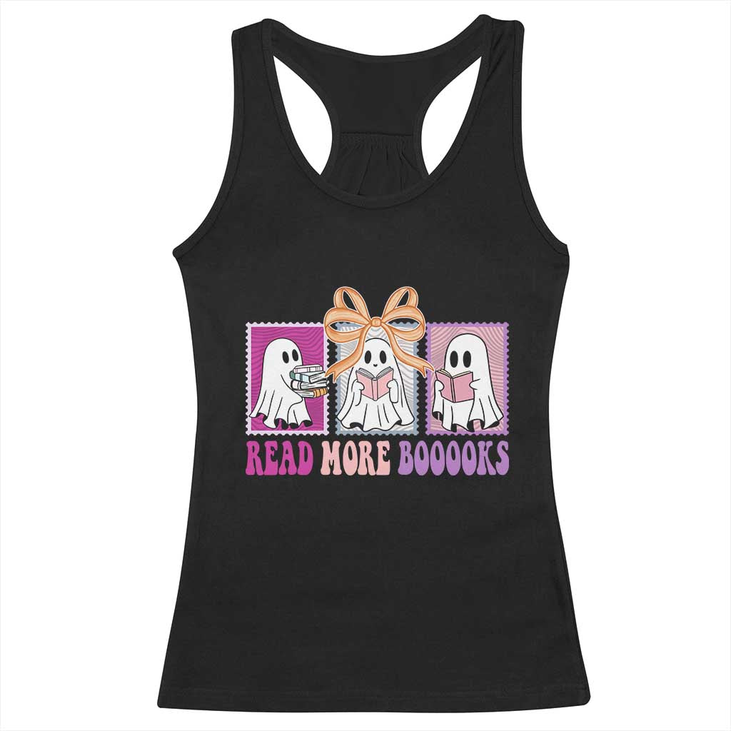 Halloween Teacher Racerback Tank Top Read More Boooooks Cute Ghost Reading Books TS11 Black Print Your Wear