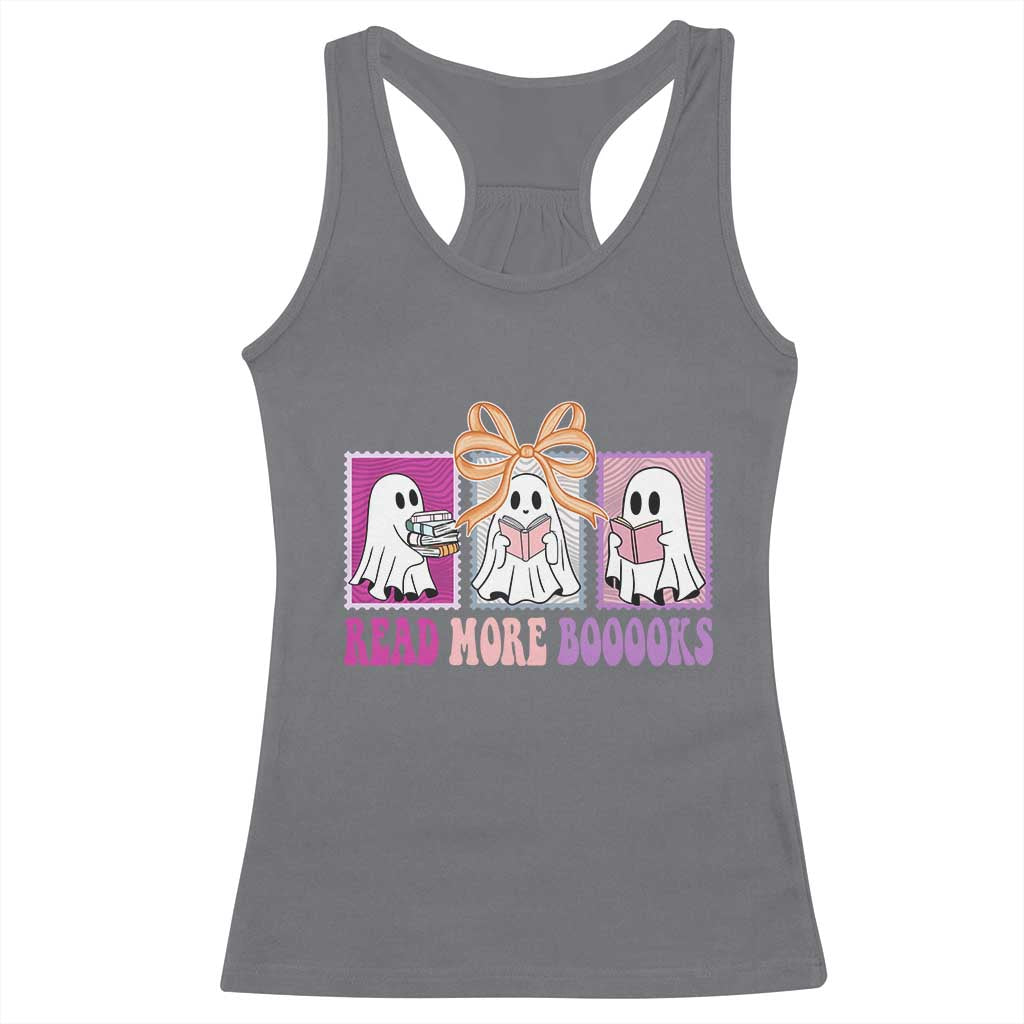 Halloween Teacher Racerback Tank Top Read More Boooooks Cute Ghost Reading Books TS11 Charcoal Print Your Wear