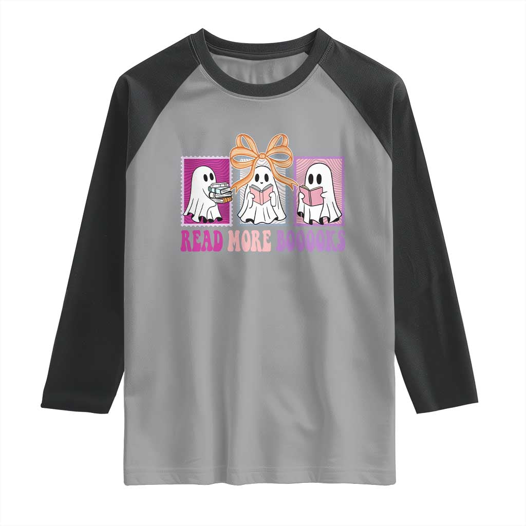 Halloween Teacher Raglan Shirt Read More Boooooks Cute Ghost Reading Books TS11 Sport Gray Black Print Your Wear