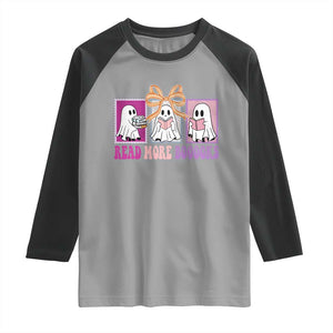 Halloween Teacher Raglan Shirt Read More Boooooks Cute Ghost Reading Books TS11 Sport Gray Black Print Your Wear
