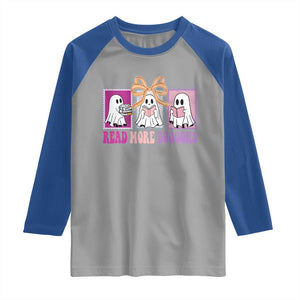 Halloween Teacher Raglan Shirt Read More Boooooks Cute Ghost Reading Books TS11 Sport Gray Royal Print Your Wear