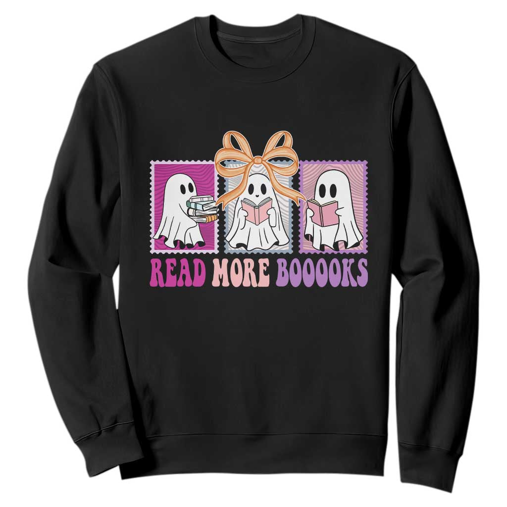 Halloween Teacher Sweatshirt Read More Boooooks Cute Ghost Reading Books TS11 Black Print Your Wear