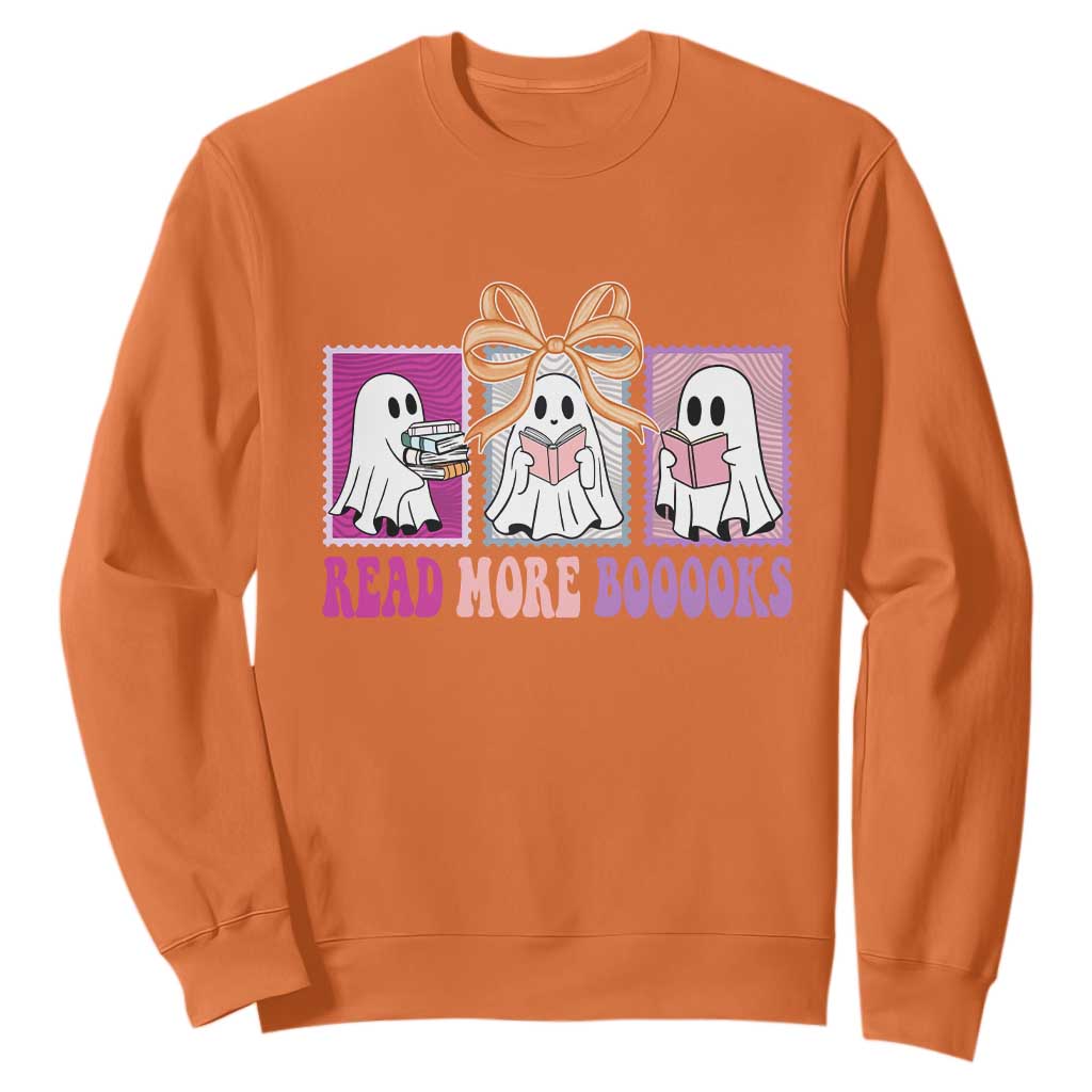 Halloween Teacher Sweatshirt Read More Boooooks Cute Ghost Reading Books TS11 Orange Print Your Wear