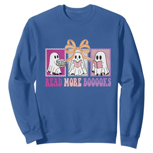 Halloween Teacher Sweatshirt Read More Boooooks Cute Ghost Reading Books TS11 Royal Blue Print Your Wear
