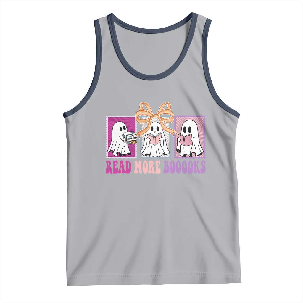 Halloween Teacher Tank Top Read More Boooooks Cute Ghost Reading Books TS11 Athletic Heather Navy Print Your Wear