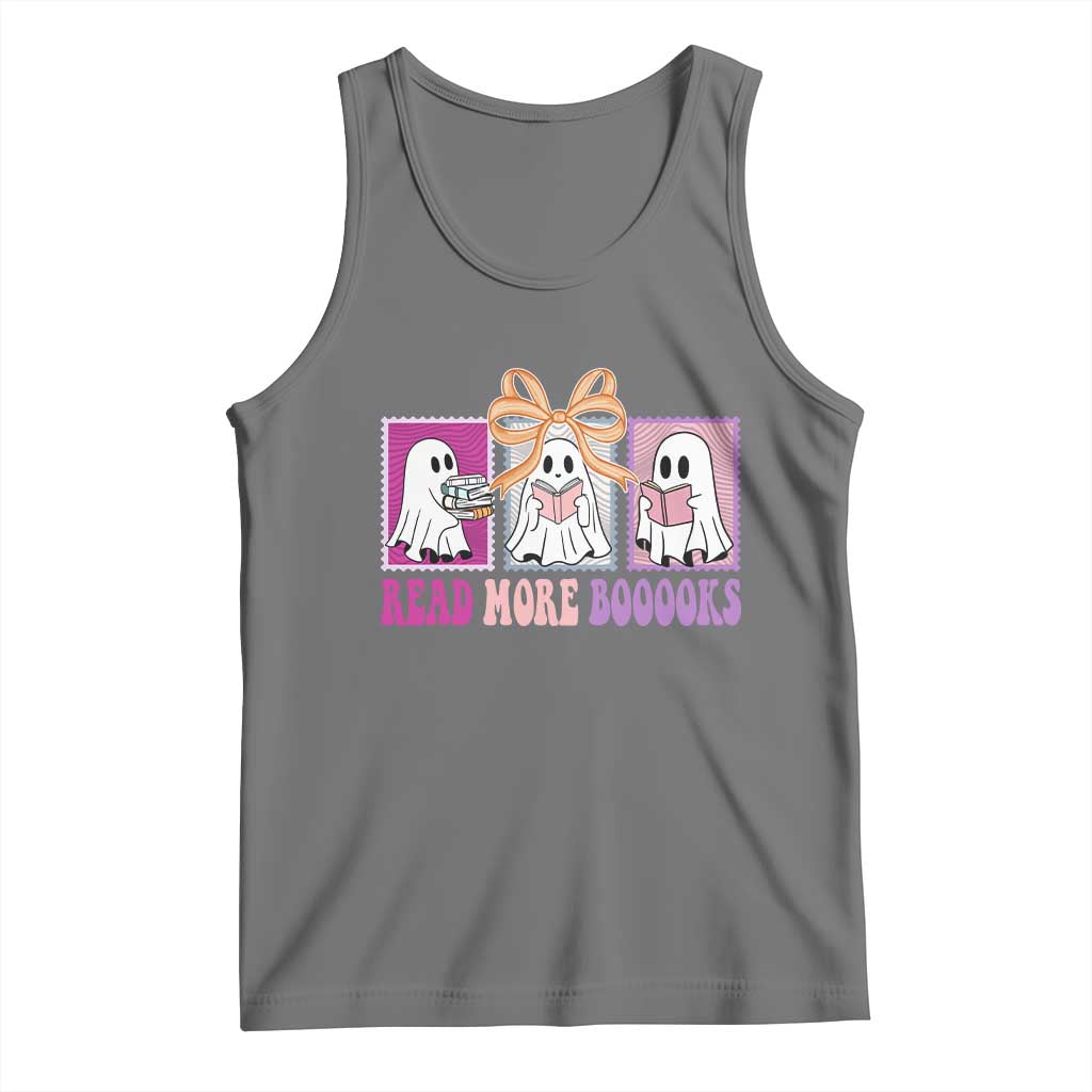 Halloween Teacher Tank Top Read More Boooooks Cute Ghost Reading Books TS11 Black Heather Print Your Wear