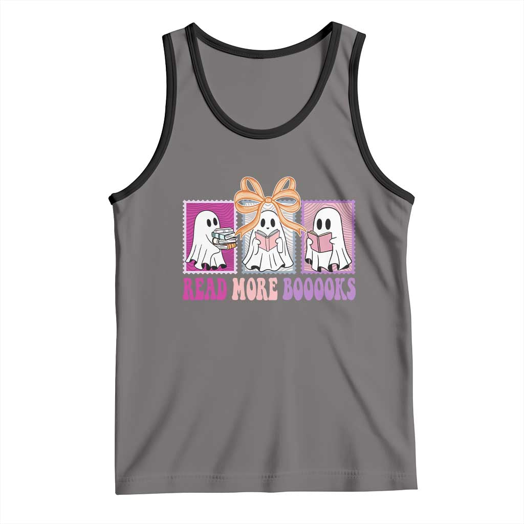 Halloween Teacher Tank Top Read More Boooooks Cute Ghost Reading Books TS11 Deep Heather Black Print Your Wear