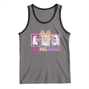 Halloween Teacher Tank Top Read More Boooooks Cute Ghost Reading Books TS11 Deep Heather Black Print Your Wear