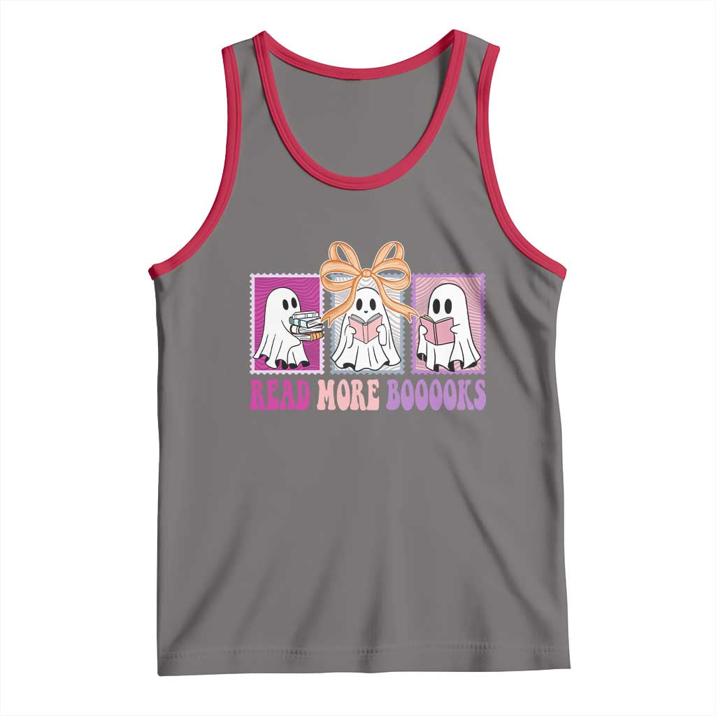 Halloween Teacher Tank Top Read More Boooooks Cute Ghost Reading Books TS11 Deep Heather Red Print Your Wear