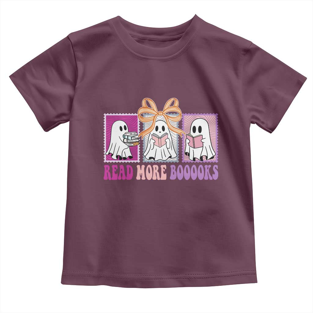 Halloween Teacher Toddler T Shirt Read More Boooooks Cute Ghost Reading Books TS11 Maroon Print Your Wear