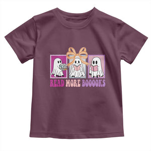 Halloween Teacher Toddler T Shirt Read More Boooooks Cute Ghost Reading Books TS11 Maroon Print Your Wear