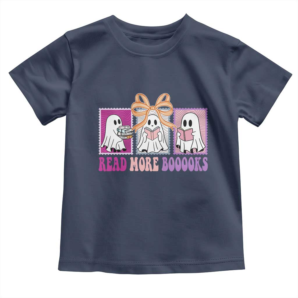 Halloween Teacher Toddler T Shirt Read More Boooooks Cute Ghost Reading Books TS11 Navy Print Your Wear