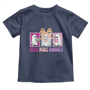 Halloween Teacher Toddler T Shirt Read More Boooooks Cute Ghost Reading Books TS11 Navy Print Your Wear