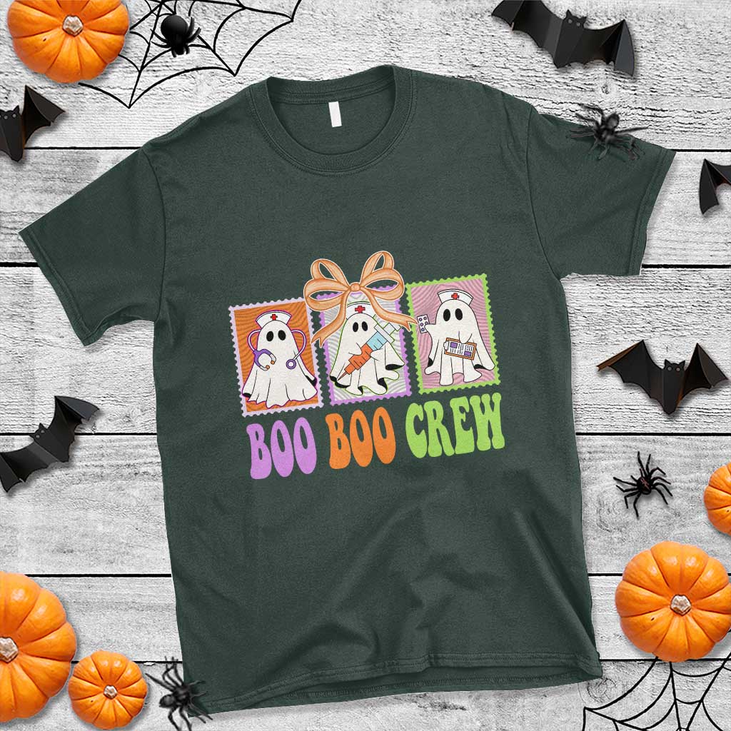 Halloween Nurse T Shirt Boo Boo Crew Cute Spooky Ghost TS11 Dark Forest Green Print Your Wear