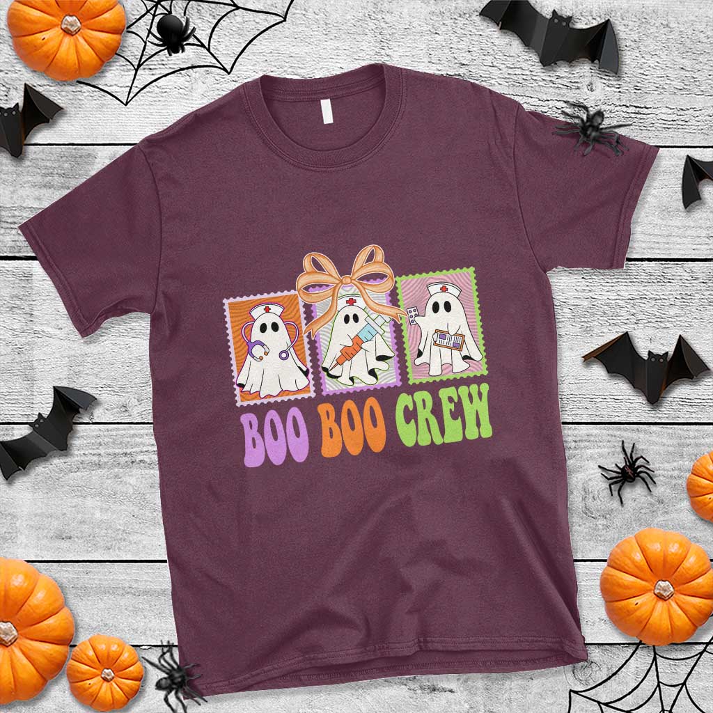 Halloween Nurse T Shirt Boo Boo Crew Cute Spooky Ghost TS11 Maroon Print Your Wear