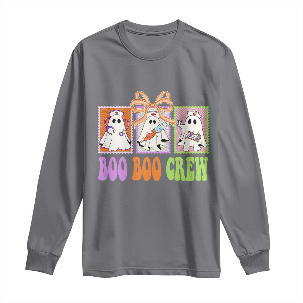 Halloween Nurse Long Sleeve Shirt Boo Boo Crew Cute Spooky Ghost TS11 Charcoal Print Your Wear
