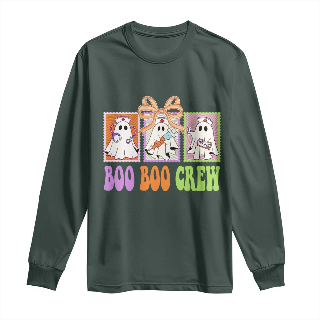 Halloween Nurse Long Sleeve Shirt Boo Boo Crew Cute Spooky Ghost TS11 Dark Forest Green Print Your Wear