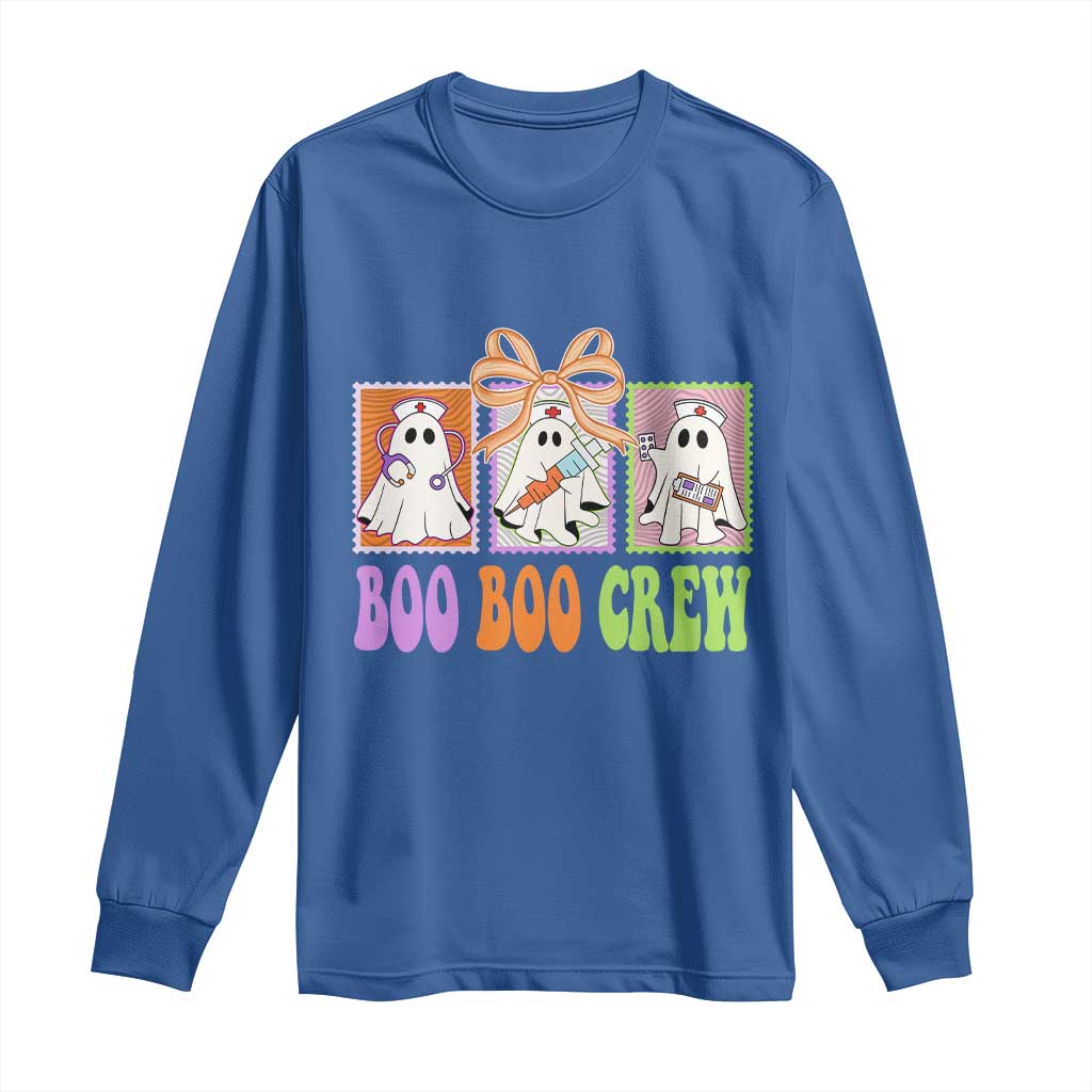 Halloween Nurse Long Sleeve Shirt Boo Boo Crew Cute Spooky Ghost TS11 Royal Blue Print Your Wear