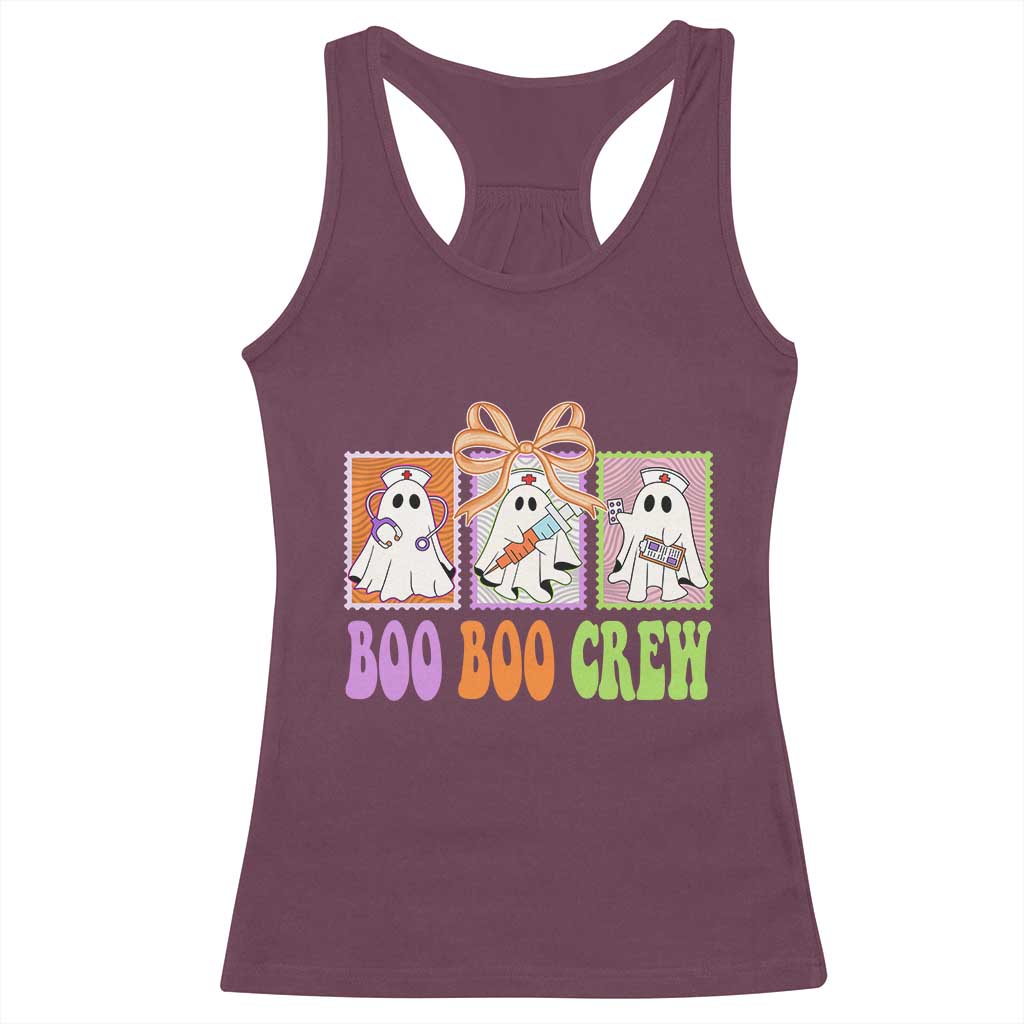 Halloween Nurse Racerback Tank Top Boo Boo Crew Cute Spooky Ghost TS11 Maroon Print Your Wear