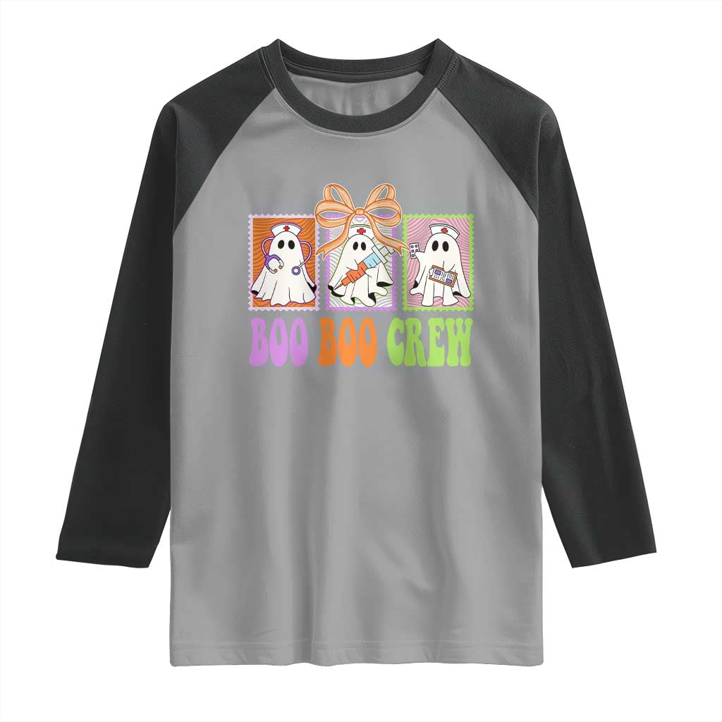 Halloween Nurse Raglan Shirt Boo Boo Crew Cute Spooky Ghost TS11 Sport Gray Black Print Your Wear