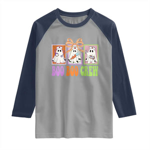 Halloween Nurse Raglan Shirt Boo Boo Crew Cute Spooky Ghost TS11 Sport Gray Navy Print Your Wear