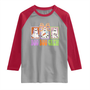 Halloween Nurse Raglan Shirt Boo Boo Crew Cute Spooky Ghost TS11 Sport Gray Red Print Your Wear