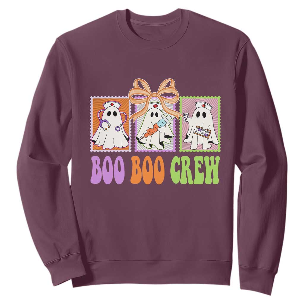 Halloween Nurse Sweatshirt Boo Boo Crew Cute Spooky Ghost TS11 Maroon Print Your Wear