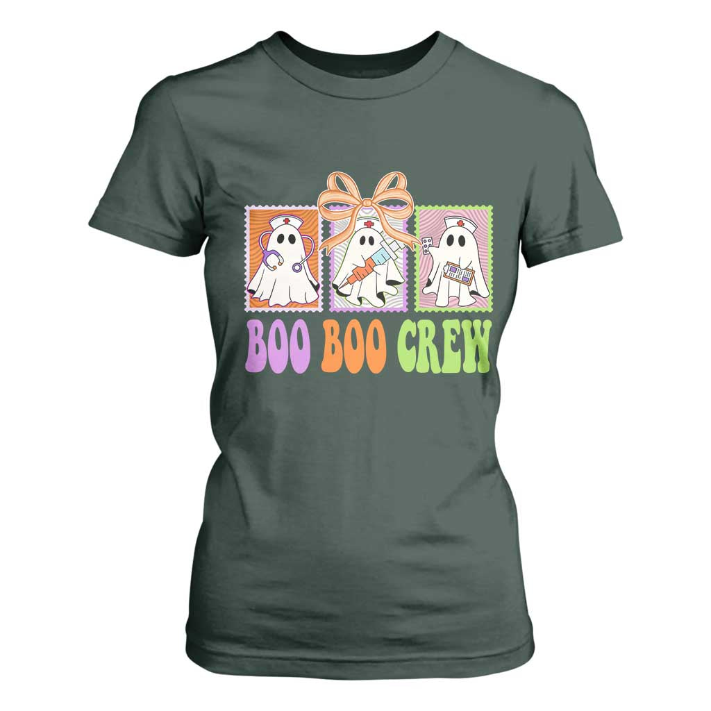 Halloween Nurse T Shirt For Women Boo Boo Crew Cute Spooky Ghost TS11 Dark Forest Green Print Your Wear