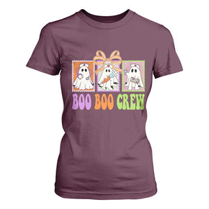 Halloween Nurse T Shirt For Women Boo Boo Crew Cute Spooky Ghost TS11 Maroon Print Your Wear