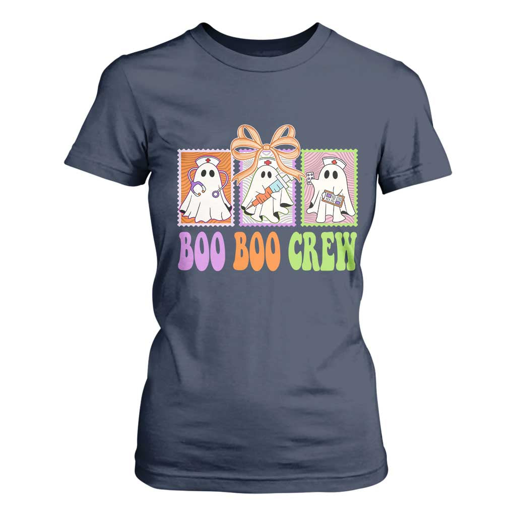 Halloween Nurse T Shirt For Women Boo Boo Crew Cute Spooky Ghost TS11 Navy Print Your Wear