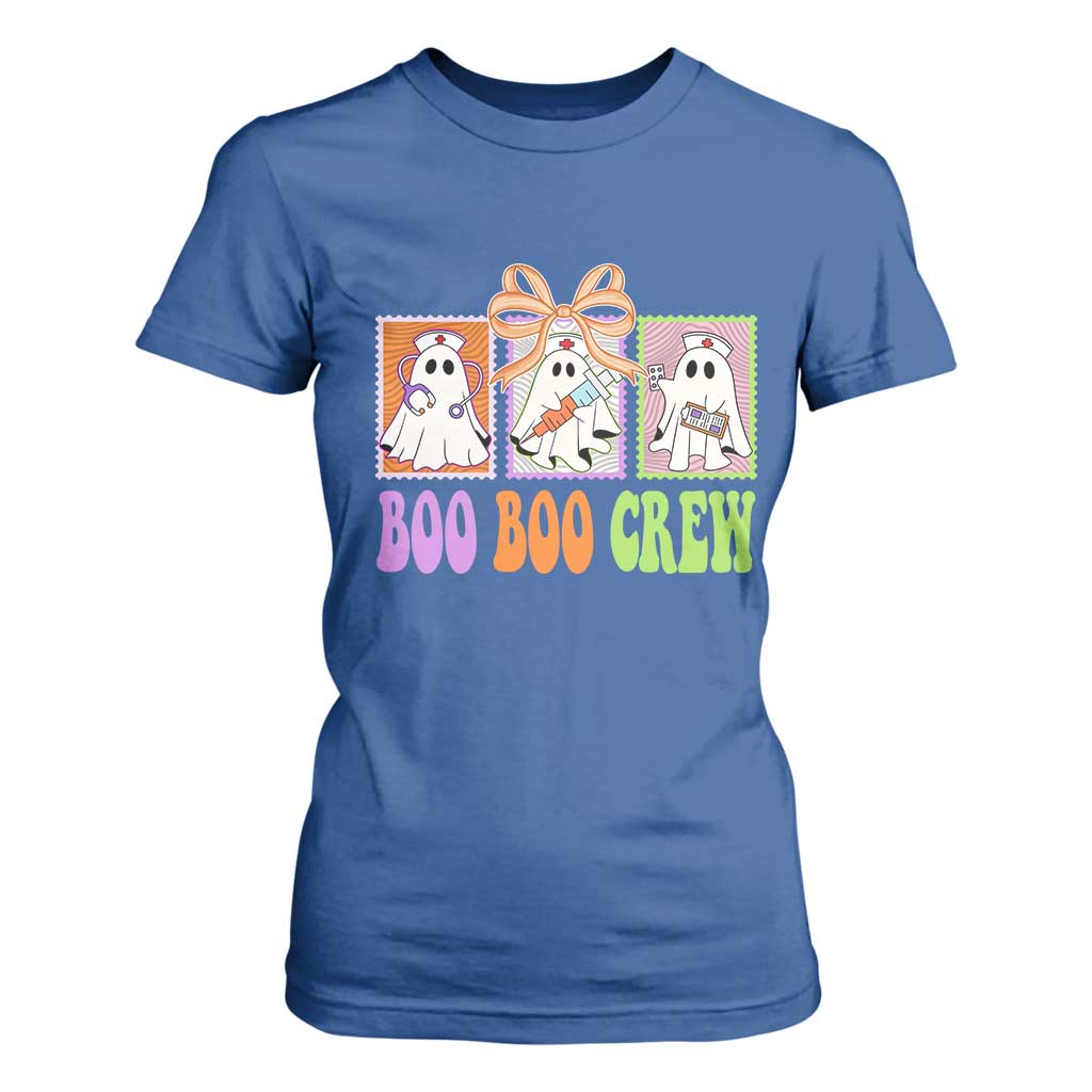 Halloween Nurse T Shirt For Women Boo Boo Crew Cute Spooky Ghost TS11 Royal Blue Print Your Wear