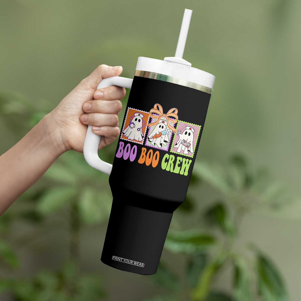 Halloween Nurse Tumbler With Handle Boo Boo Crew Cute Spooky Ghost TS11 Print Your Wear