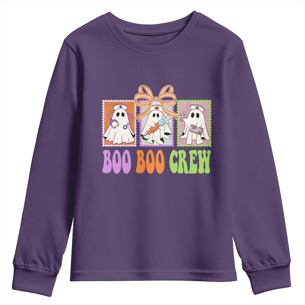 Halloween Nurse Youth Sweatshirt Boo Boo Crew Cute Spooky Ghost TS11 Purple Print Your Wear