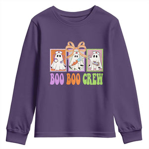 Halloween Nurse Youth Sweatshirt Boo Boo Crew Cute Spooky Ghost TS11 Purple Print Your Wear