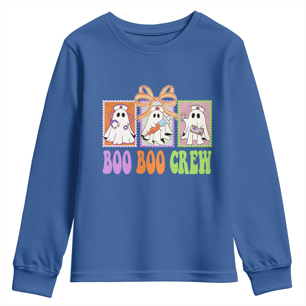 Halloween Nurse Youth Sweatshirt Boo Boo Crew Cute Spooky Ghost TS11 Royal Blue Print Your Wear