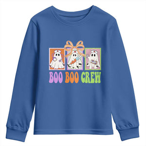 Halloween Nurse Youth Sweatshirt Boo Boo Crew Cute Spooky Ghost TS11 Royal Blue Print Your Wear
