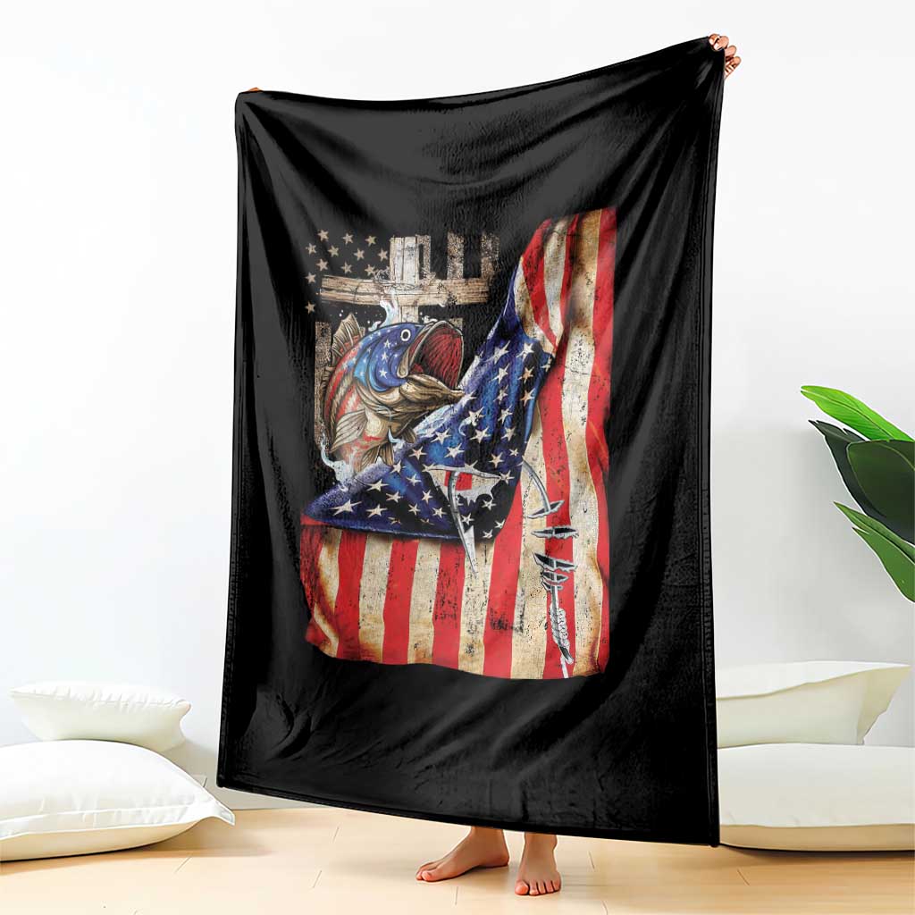 Fisherman Christian Fishing Vintage American Flag Throw Blanket TS11 Print Your Wear