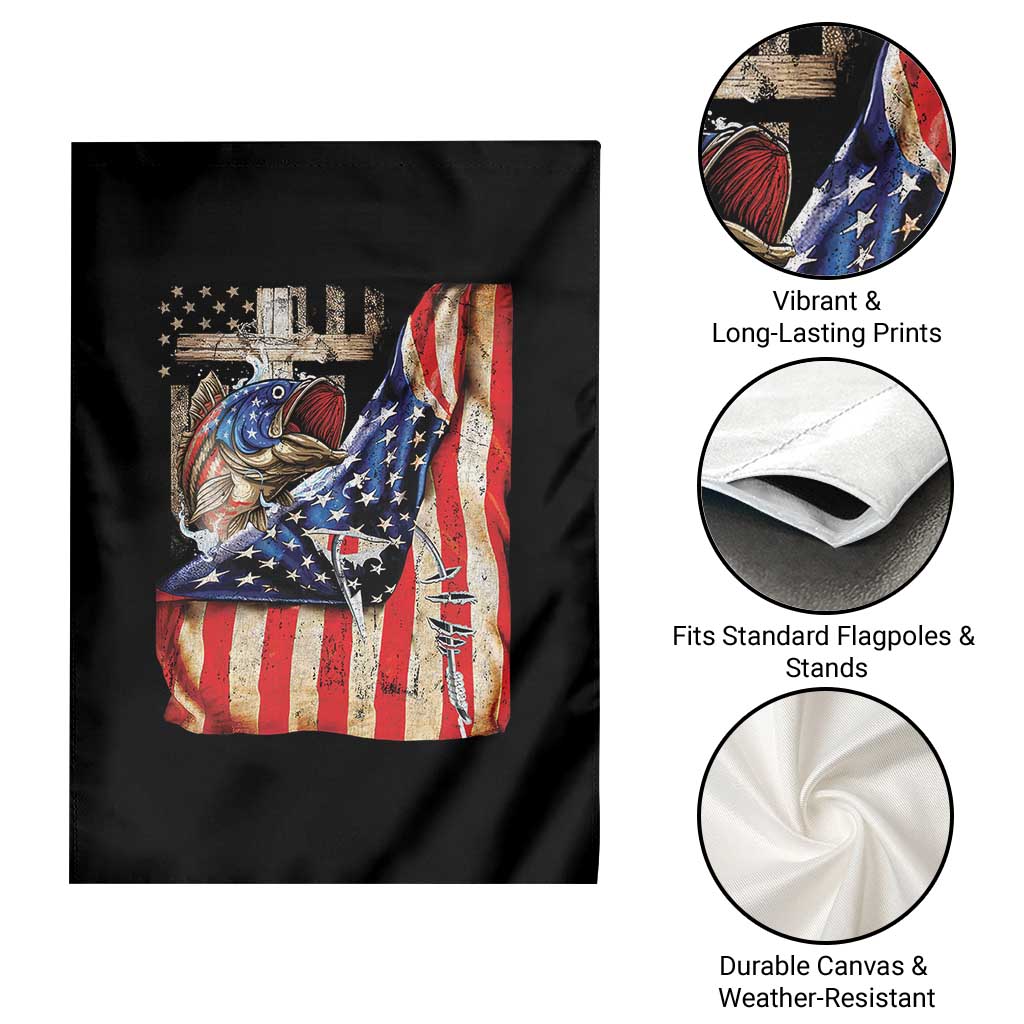 Fisherman Christian Fishing Vintage American Flag Garden Flag TS11 Print Your Wear